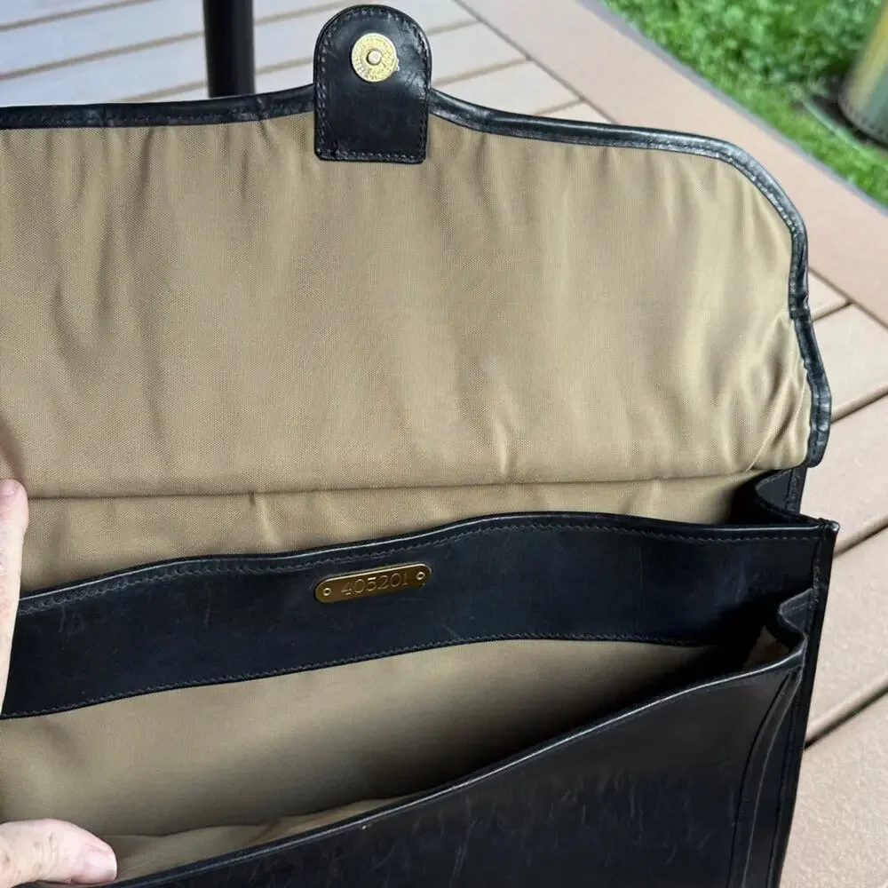 Vintage Hartmann By Lombardo Leather Flap Over Double Gusset Briefcase Zippered